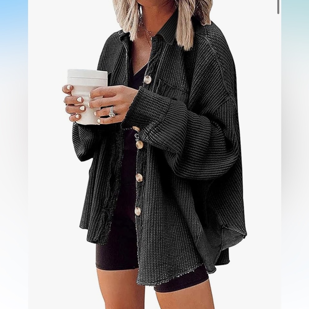 Elegant Black Button-Up Utility Jacket